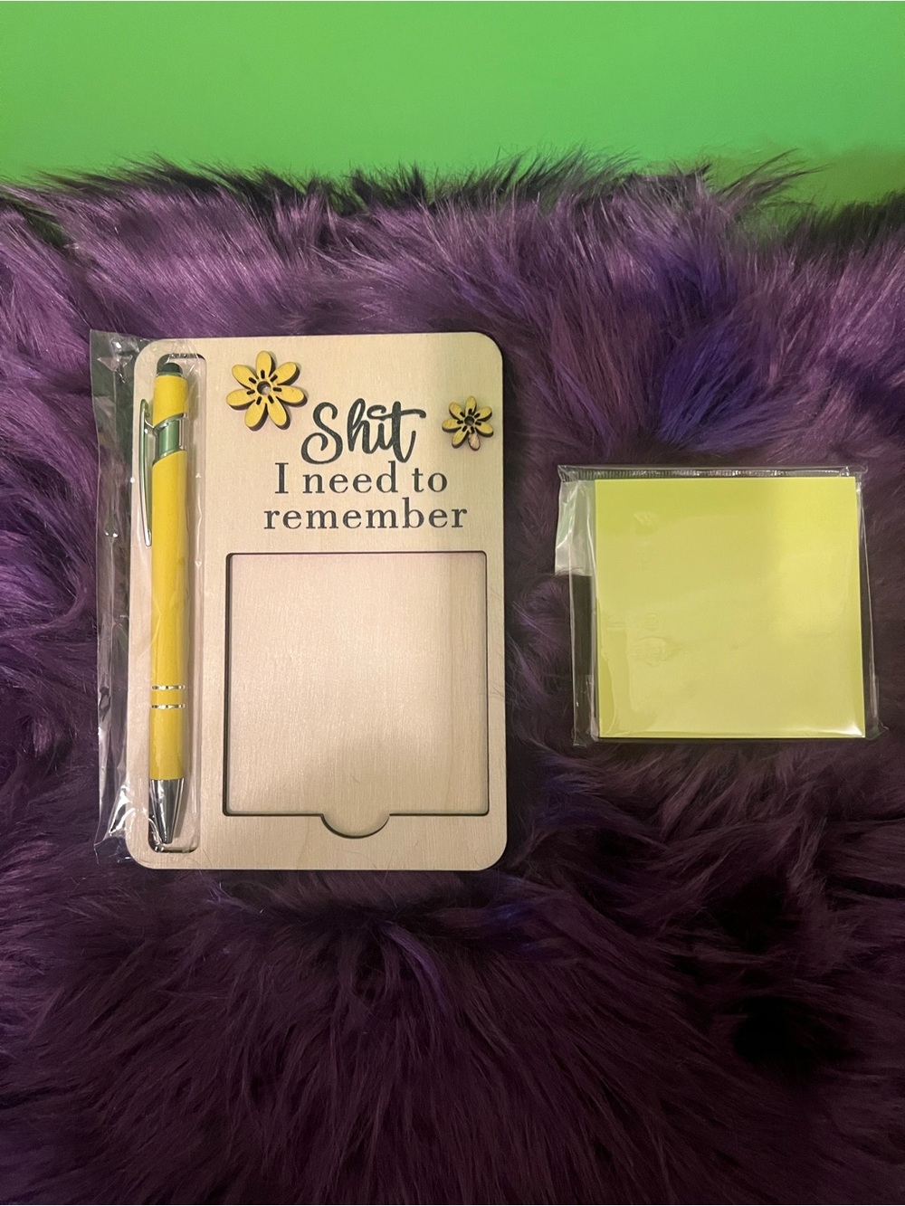 Yellow Pen & Note Set "Shit I Need to Remember"